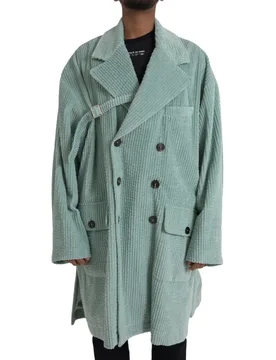 Mens Oversized Corduroy Coat Model Jkt3852 - Turquoise Cotton - Size Eu 52 (Mens) - Dolce & Gabbana - FashionsVida