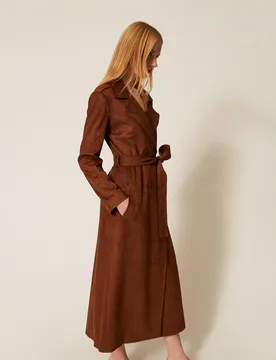Trench en suédine avec ceinture - Actitude by Twinset - FashionsVida