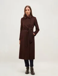 Pure Wool Double Breasted Trench Coat Brown female