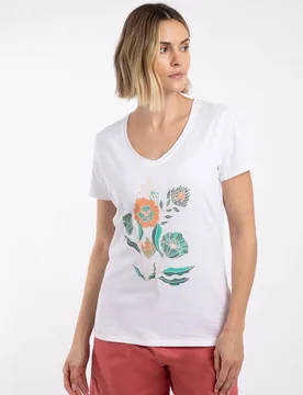 Women's Botanics Front Print Graphic T-Shirt in White Size: 22 - White - Size: 22 - Weird Fish - FashionsVida