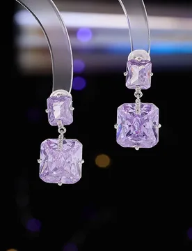 Fashionable Light Luxury Square Sugar Zirconia Super Sparkling Elegant Earrings for Women S925 Silver Needle Versatile High-end - Aliexpress - FashionsVida