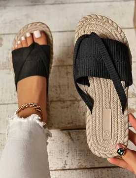 Chanclas de playa de gran tamaño para mujer, de moda, para vacaciones al aire libre, sandalias de punta abierta, atuendos de primavera y verano CN43 - Shein - FashionsVida