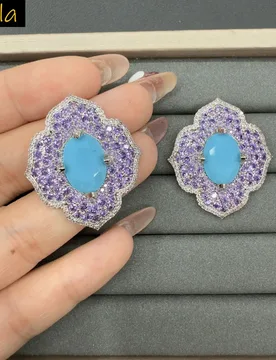 Women stud earrings cubic zirconia blue orange purple geometric shape earrings for women party dinner party - Aliexpress - FashionsVida