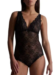 Womens Danse Des Sens Plunge Bodysuit - Black Polyamide - Size Medium
