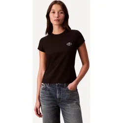 Camiseta de mujer con logo metalizado
