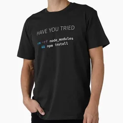 Javascript NodeJS Programmer Developer Software Engineer Rm Rf Node_modules Npm Install Graphic T‑Shirt Geek IT Developer Tees