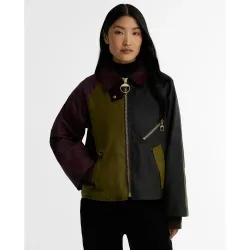 Chaqueta de mujer corta encerada arlene con cuello de pana