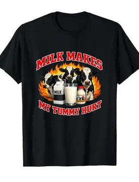Milk Makes My Tummy Hurt Funny Unhinged Gen Z Brainrot Meme T-shirt For Men Women 100% Cotton T Shirts Short Sleeve Tops 0410-3 - Aliexpress - FashionsVida