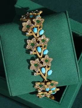 Vintage Turquoise Green Glass Star Bracelet With Rhinestone Natural Stone Woman Charm Antique Accessories Woman Luxury Jewelry - Aliexpress - FashionsVida