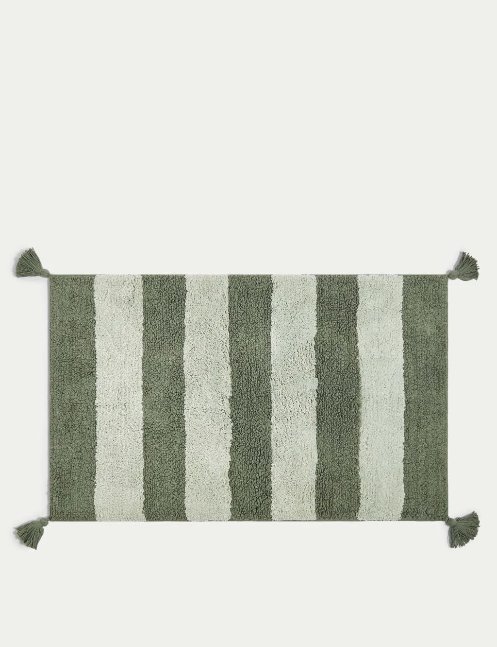 Pure Cotton Striped Bath Mat Forest Green - M&S - FashionsVida