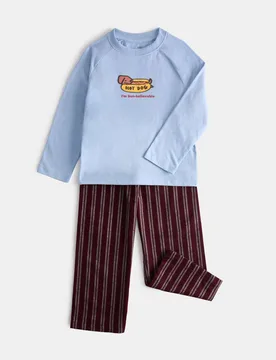 Pure Cotton Hot Dog Graphic Pyjamas (1-8 Yrs) Blue Mix male - M&S - FashionsVida