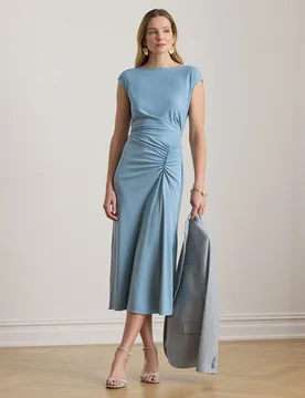 Vestido midi de punto con nudo delantero - Lauren Ralph Lauren - FashionsVida