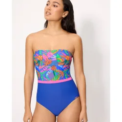 Bañador reductor bandeau estampado tropical en copa b