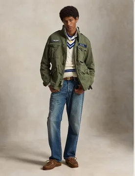 Chaqueta de hombre de algodón con parches Oliva Mountain - Polo Ralph Lauren - FashionsVida
