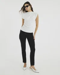 Womens Top Cream Short Sleeve Draped High Neck - Size 20 Uk
