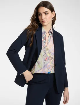 Blazer de mujer de un botón en punto milano ajuste entallado con cierre de un botón - Elena Miró - FashionsVida