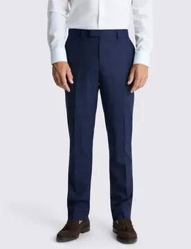 Slim Fit Micro Check Suit Trousers Navy Mix male - MOSS - FashionsVida