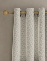 Textured Herringbone Eyelet Curtains Light Grey Mix