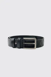 Herren PU-Gürtel Mit Geprägtem Karomuster Black Größe XL