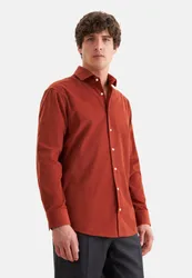 Regular Casual Hemd Uni Orange 42