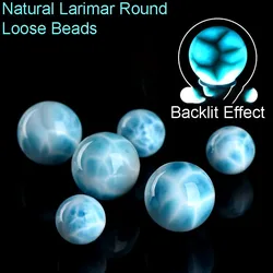 Pc-Natural Blue Larimar Single Round Bead DIY Bracelet Accessories