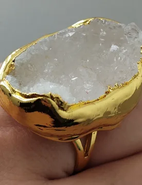 Y·YING Natural Agate Druzy Rings Raw Crystal Quartz Geode Band Ring Party Jewelry - Aliexpress - FashionsVida