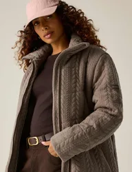 Amaryl Textured Funnel Neck Padded Jacket Brown female