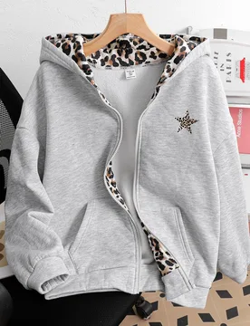 Sudaderas para adolescentes, sudadera con capucha de otoño, diseño de doble capa con estampado de leopardo personalizado, sudadera con capucha de do - Shein - FashionsVida