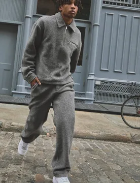 Herren Entspannte Bouclé-Hose mit elastischem Bund Grey Größe XL - boohooMAN - FashionsVida