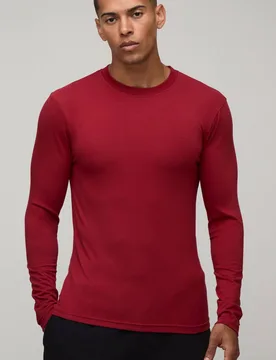 Herren Essentielles Muskelbetontes Langarm-Oberteil Red Größe Small - boohooMAN - FashionsVida