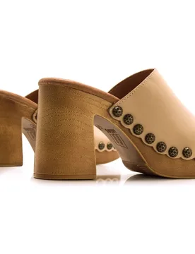 Sandalias de tacón de mujer en piel con pala ancha - mustang - FashionsVida