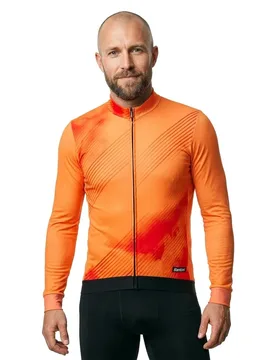 Maglia A Maniche Lunghe Pure Dye Fluo Orange - Santini - FashionsVida