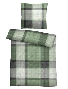 Feinbiber Bettwäsche Karo fichte, 155x220 cm + 80x80 cm - Biberna - FashionsVida