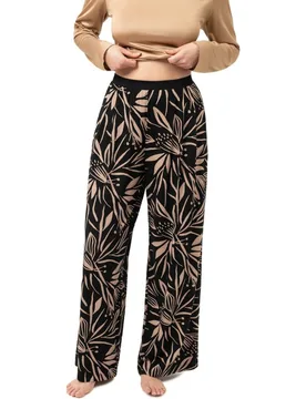 Pantalon pijama largo estampado pierna recta de mujer - mey - FashionsVida