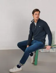 Cotton Rich Half Zip Sweatshirt Dark Navy male