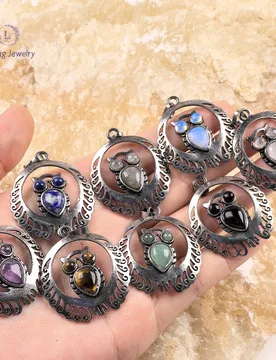 Hollow-out Antique Silver Owl Pendants,Healing Gemstone Quartz Crystal Aventurine Amethyst Charms Necklace Jewelry Making - Aliexpress - FashionsVida