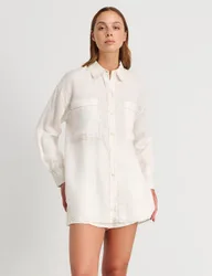 Pure Linen Oversized Shirt White female