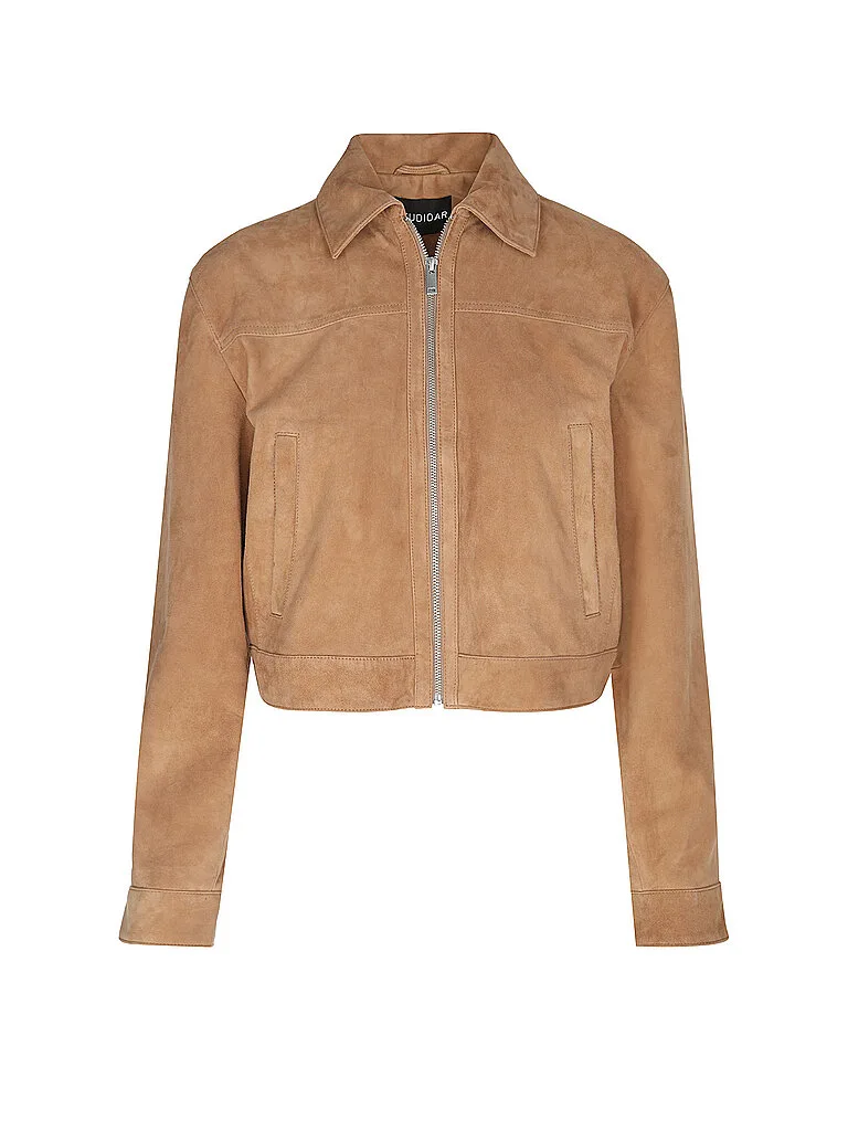 Chaqueta de cuero SUE marrón claro 38 - Studio - FashionsVida
