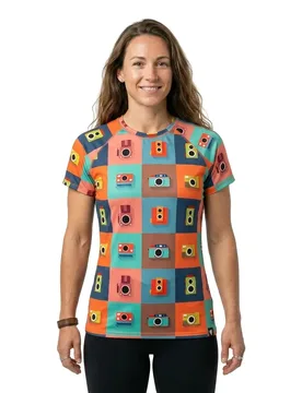 Maglietta A Maniche Corte Color Cameras Multicolour L - Hoopoe - FashionsVida