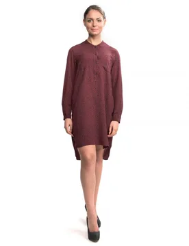 Womens Callie Collarless Dress In Dark Red - Size 8 Uk - French connection - FashionsVida