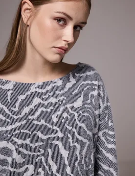 Street One Flauschiges Shirt mit Muster female Blau - Street One Studio - FashionsVida