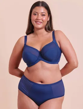 Women's WonderFully Side Support Bra Full Cup Lingerie in Dark Blue Size: 40HH - Dark Blue - Size: 40HH - Curvy Kate - FashionsVida