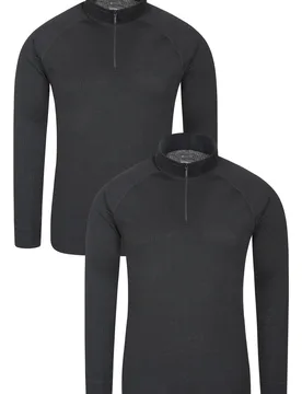 Talus Mens Base Layer Top 2-Pack - Black - Black - Size: XS - Mountain Warehouse - FashionsVida