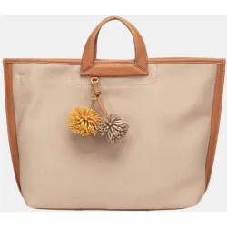 Bolso de mano estilo shopper con pompones