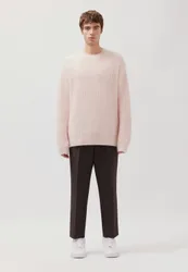 Oversized Rundhalspullover mit Mohair Rosa/Pink L