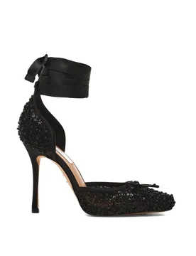 Women's 'Larina Black Sequin' Fabric Heels Size: 7 - Black - Size: 7 - Steve madden - FashionsVida