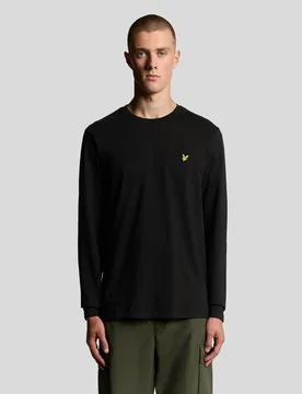 Men's Long Sleeve Cotton T-Shirt in Jet Black - Lyle & Scott - FashionsVida