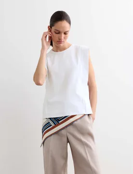 Cotton Modal Blend Ribbed Tank Top Ivory female - Jaeger - FashionsVida