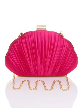 Women's Evening Pleated Satin Prom Party Bag in Fuchsia - Fuchsia - Size: One Size - Ajvani - FashionsVida