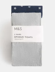 Pack Metallic Star Tights (2-14 Yrs) Navy Mix female